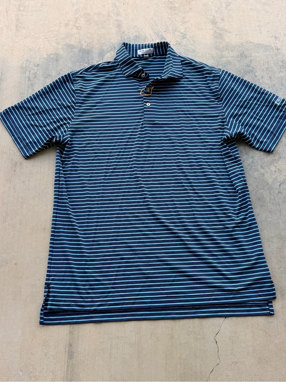Peter Millar Navy & Light Blue Striped Polo